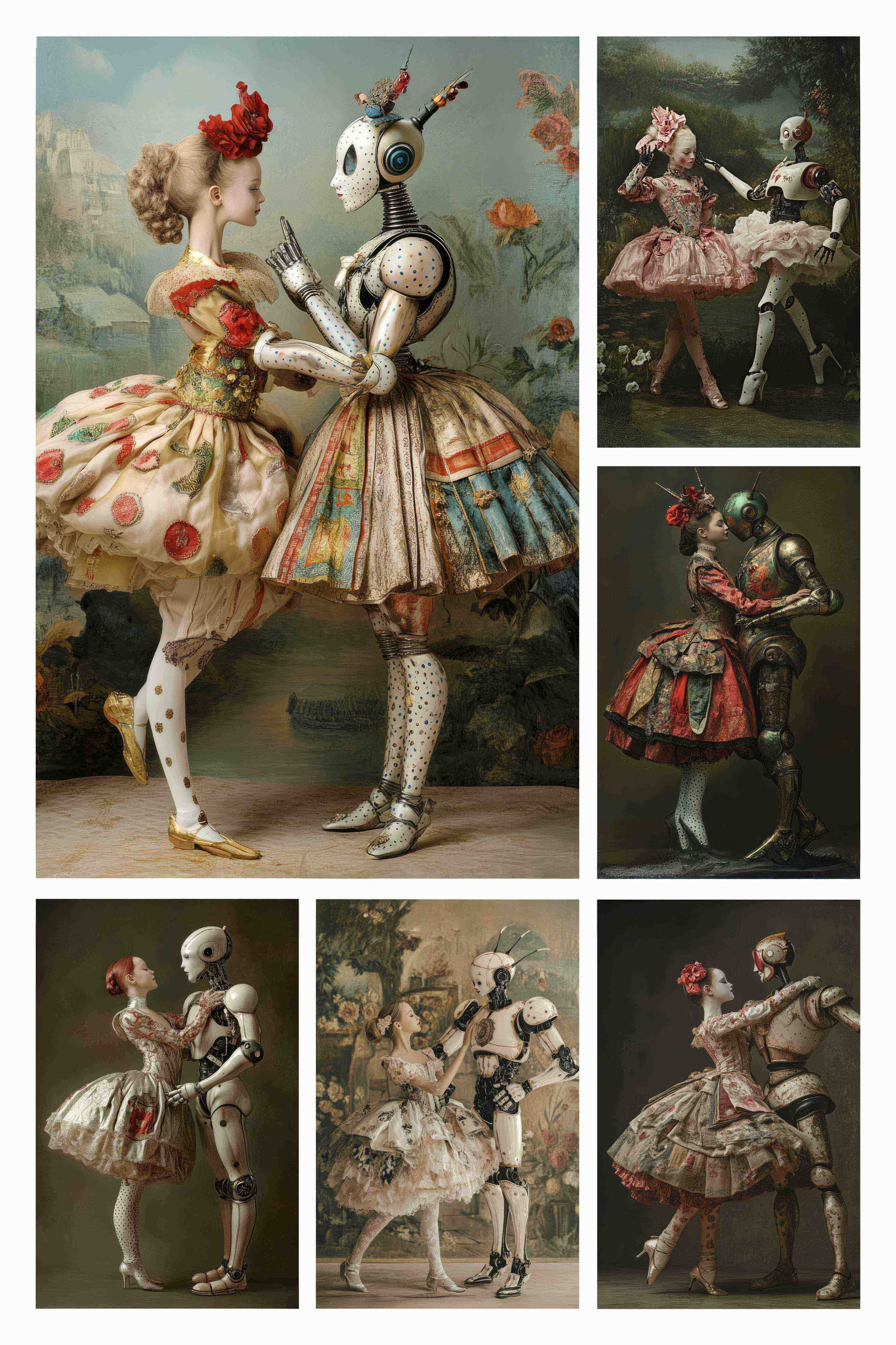 Collage Portraits dancing robots